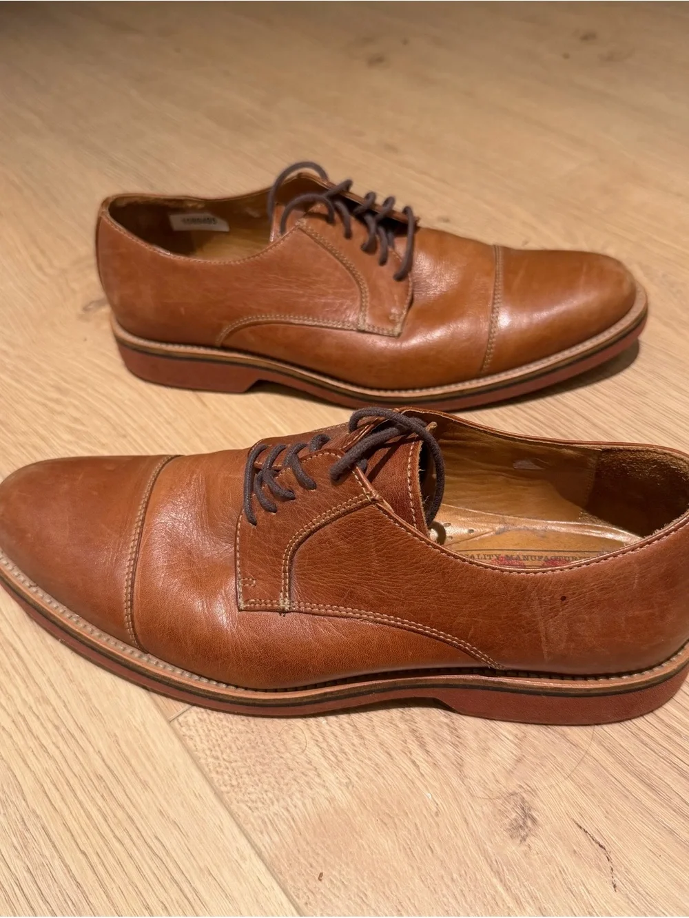 1901 Brown Leather Cap Toe Derby Dress Shoes — Men’s 8.5